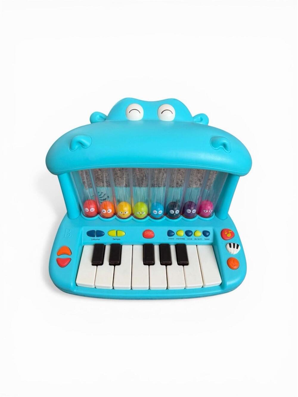 B Toys Hippo Pop Musical Toy Keyboard Piano Kid Songs Sounds Lights New